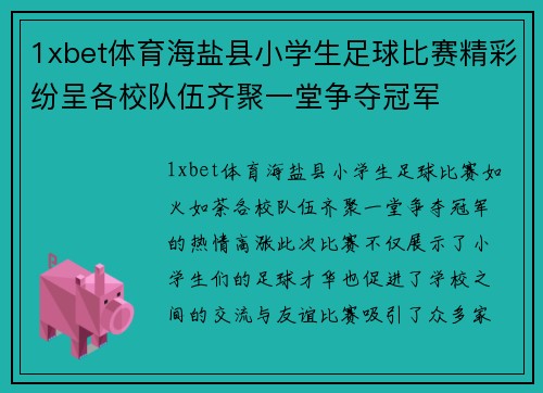 1xbet体育海盐县小学生足球比赛精彩纷呈各校队伍齐聚一堂争夺冠军